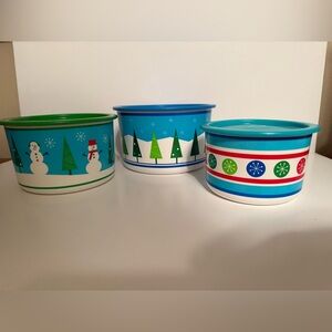 Tupperware Holiday Short canister set of 3